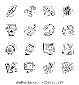 Bundle of Hand Drawn Creative Art Icons 
