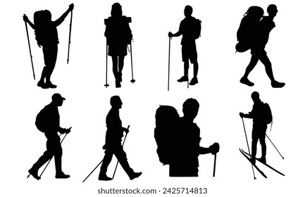 Bundle of Hand Drawn Hiker Silhouettes