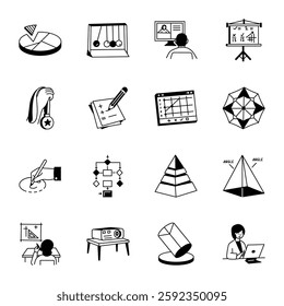 Bundle of Hand Drawn Mathematics Icons 
