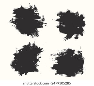 Bundle of hand-painted black color brush stroke