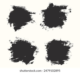 Bundle of hand-painted black color vector brush stroke texture background