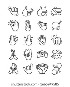 bundle of hands signals line style icon vector illustration design