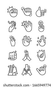 bundle of hands signals line style icon vector illustration design
