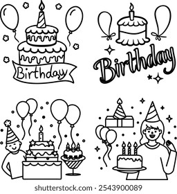Paquete feliz cumpleaños Arte vectorial e ilustrador