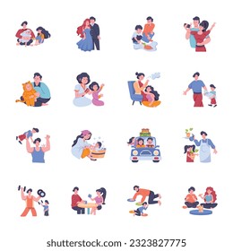 Bundle of Happy Family Flat Illustrations 

