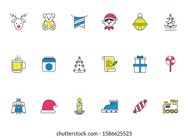 bundle of happy merry christmas icons vector illustration design