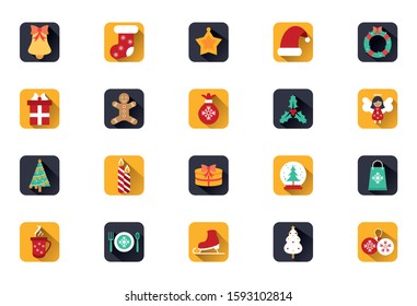 bundle of happy merry christmas icons vector illustration design