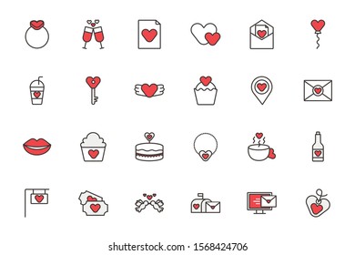 bundle of happy valentines day set icons vector illustration design