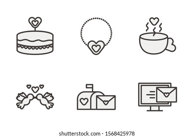 bundle of happy valentines day set icons vector illustration design