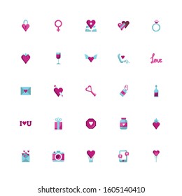 bundle of happy valentines day set icons vector illustration design
