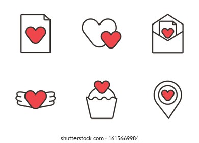 bundle of happy valentines day set icons vector illustration design
