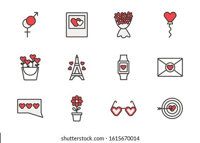 bundle of happy valentines day set icons vector illustration design