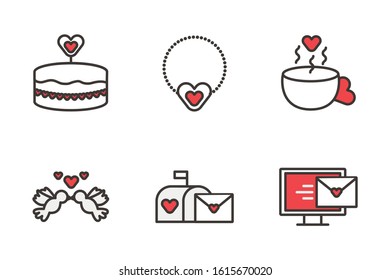 bundle of happy valentines day set icons vector illustration design