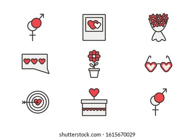 bundle of happy valentines day set icons vector illustration design
