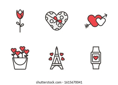 bundle of happy valentines day set icons vector illustration design