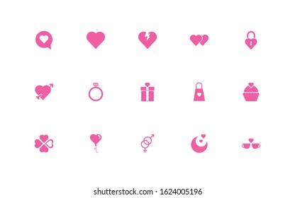 bundle of happy valentines day set icons vector illustration design