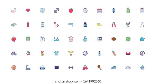 bundle of healthy lifestyle icons vector illustration design