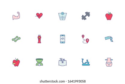 bundle of healthy lifestyle icons vector illustration design