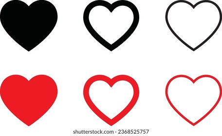 Bundle of heart illustrations, Love symbol icon set, love symbol vector