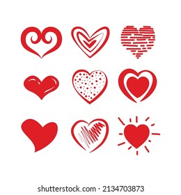 Bundle of hearts love set icons design vector