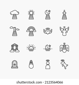 Bundle of heaven flat line icons collection. simple  design vector