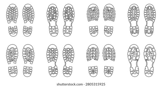 Bundle of heavy duty footmark black grunge effect, for extreme tourism.