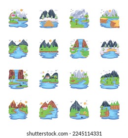 Bundle of Hills Flat Vector Designs 


