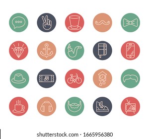 bundle of hipster style set icons vector illustration design