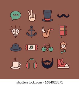 bundle of hipster style set icons vector illustration design