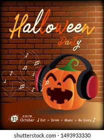 Bundle holiday flyer or poster templates with Halloween characters with smile pumpkin. Vector illustration for party announcement, holiday event advertisement or promo.