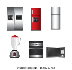 bundle home appliances kitchen set icons vector illustration design