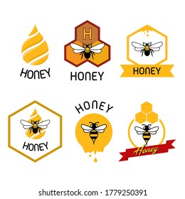 Paquete de la plantilla de logotipo personalizado de abeja de miel