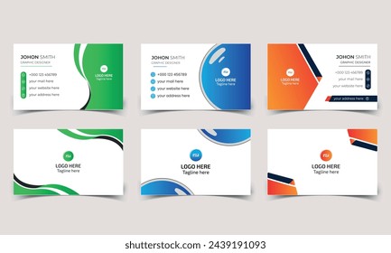 
Bundle of horizontal modern business card print templates design or name visiting card vector stationery design