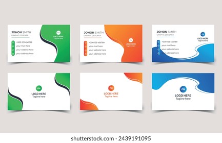 
Bundle of horizontal modern business card print templates design or name visiting card vector stationery design