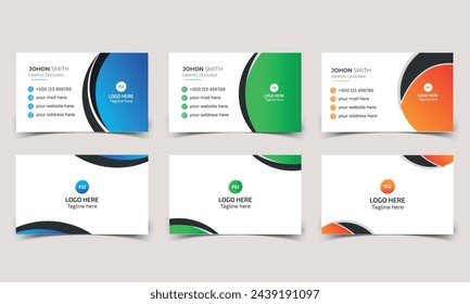 
Bundle of horizontal modern business card print templates design or name visiting card vector stationery design