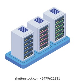 Bundle of Hosting Servers Isometric Icons

