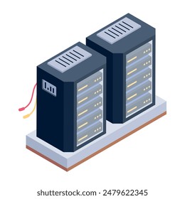 Bundle of Hosting Servers Isometric Icons

