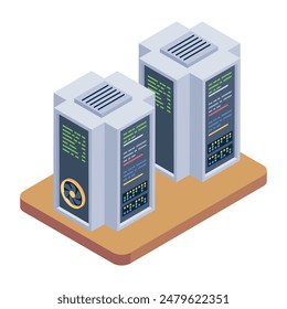 Bundle of Hosting Servers Isometric Icons

