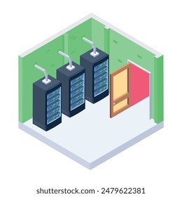 Bundle of Hosting Servers Isometric Icons

