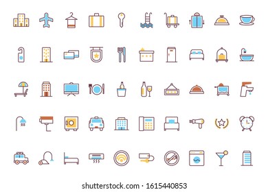 bundle of hotel set icons vector illustration design
