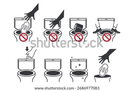 Bundle icon set and prohibition on restroom, toilet, public WC