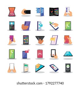 Bilderbündel mit Smartphone-Bildschirmen, Vektorgrafik-Design