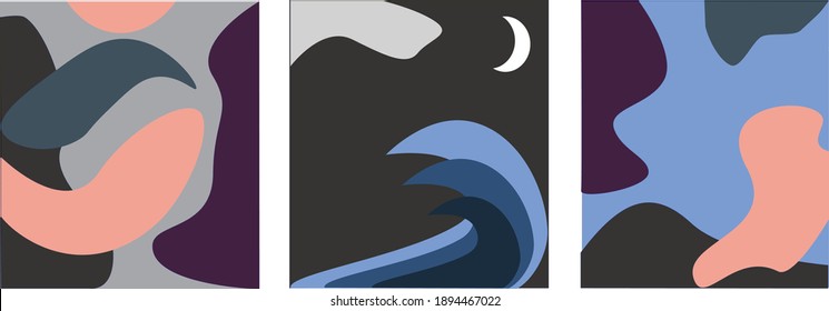 Bundle Illustration Vector Graphic Of Abstract Arts Background With Japanese Pattern Vector Landscape and With Geometric Template art, Perfect For contemporary poster design