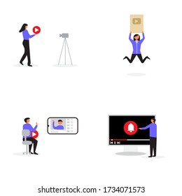 BUNDLE ILLUSTRATION OF VIDEO CONTENT CREATOR. Perfect for banners, leaflets, landing pages, social media content.