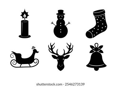 Bundle Illustrations of Stylish Christmas Vector Elements for Modern Festive Designs