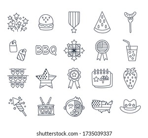 bundle of independence day usa icons vector illustration design