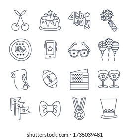 conjunto de iconos del día de la independencia usa diseño de ilustraciones vectoriales