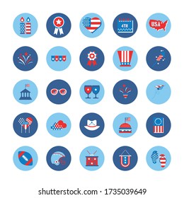 bundle of independence day usa icons vector illustration design