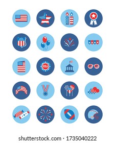 bundle of independence day usa icons vector illustration design