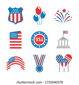 conjunto de iconos del día de la independencia usa diseño de ilustraciones vectoriales
